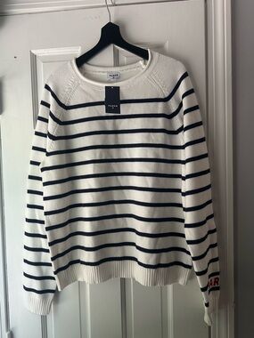 PARKE x Target White with Navy Striped Rollneck Pullover Sweater. Medium  NWT